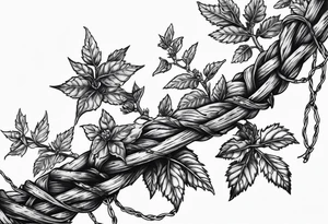 poison oak wrapping around barbed wire tattoo idea