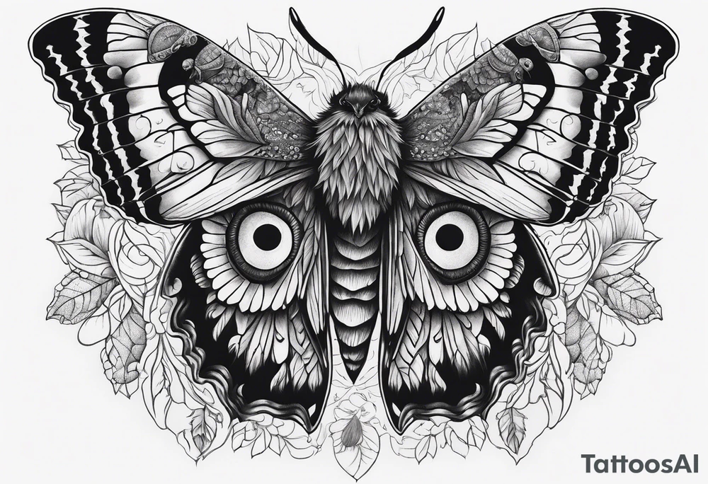 Dead head moth with owl eyes tattoo idea