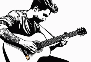 man playing guitar tattoo idea