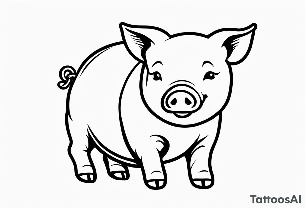 simple drawing of piglet or pig with text: "Friends. Not Food" included.
draw with very thin lines and no shading tattoo idea