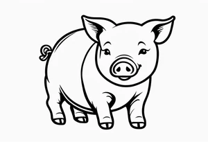 simple drawing of piglet or pig with text: "Friends. Not Food" included.
draw with very thin lines and no shading tattoo idea