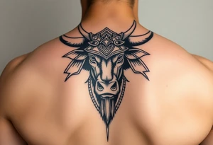 ox dressed up as masculine samurai warrior tattoo idea