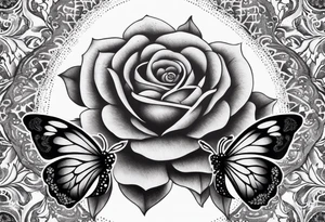 Rosen  mit Mandala unten dran und Schmetterlinge Klein tattoo idea