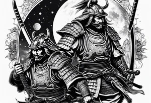 two samurai fighting in space tattoo idea