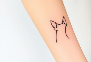 outline of pitbull ears, next to the outline of austrailian cattle dog ears, as both dogs look off into the sunset tattoo idea