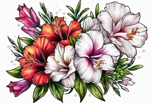 Cosmos's and Gladiolus 
Bouquet tattoo idea