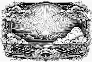 Sunrays and clouds tattoo idea