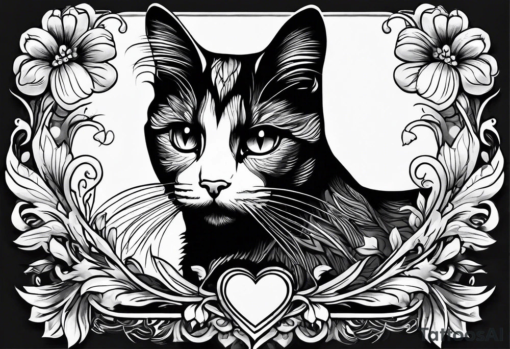 A cat with a heart tattoo idea