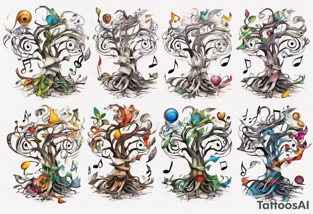 music speaker note tree stave notes tattoo idea