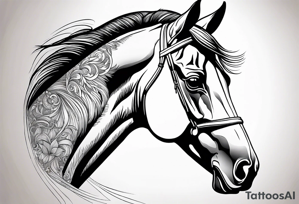 Line tattoo of a horse tattoo idea