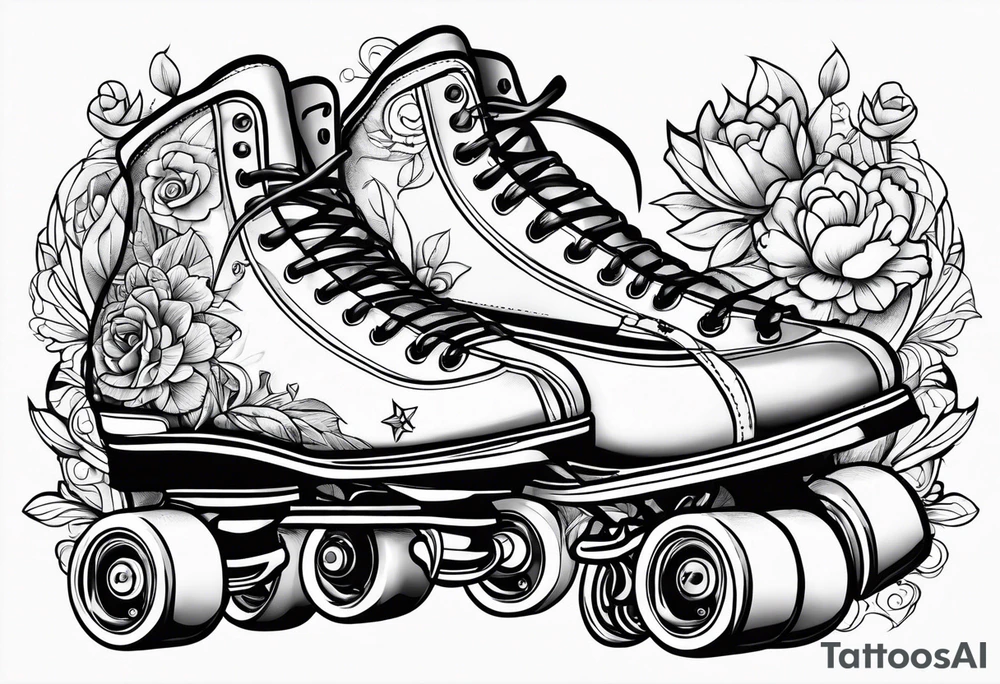 Girl roller skating tattoo idea