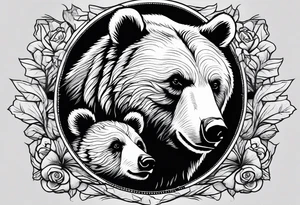 mother bear with cub facing each other tattoo idea