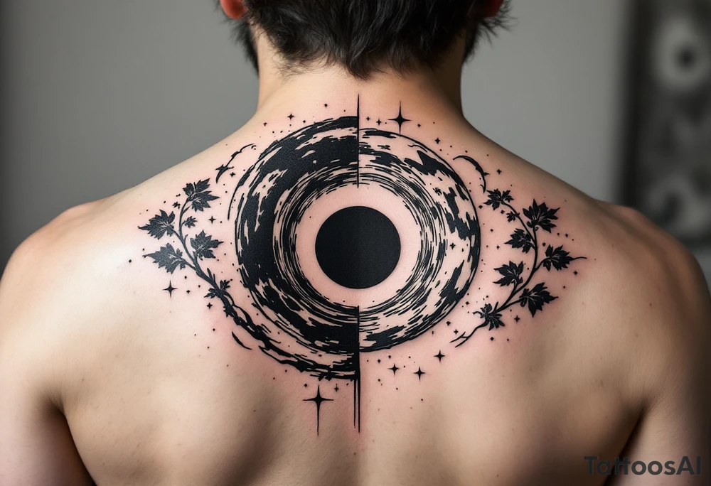 2 different worlds on both sides of a black hole tattoo idea