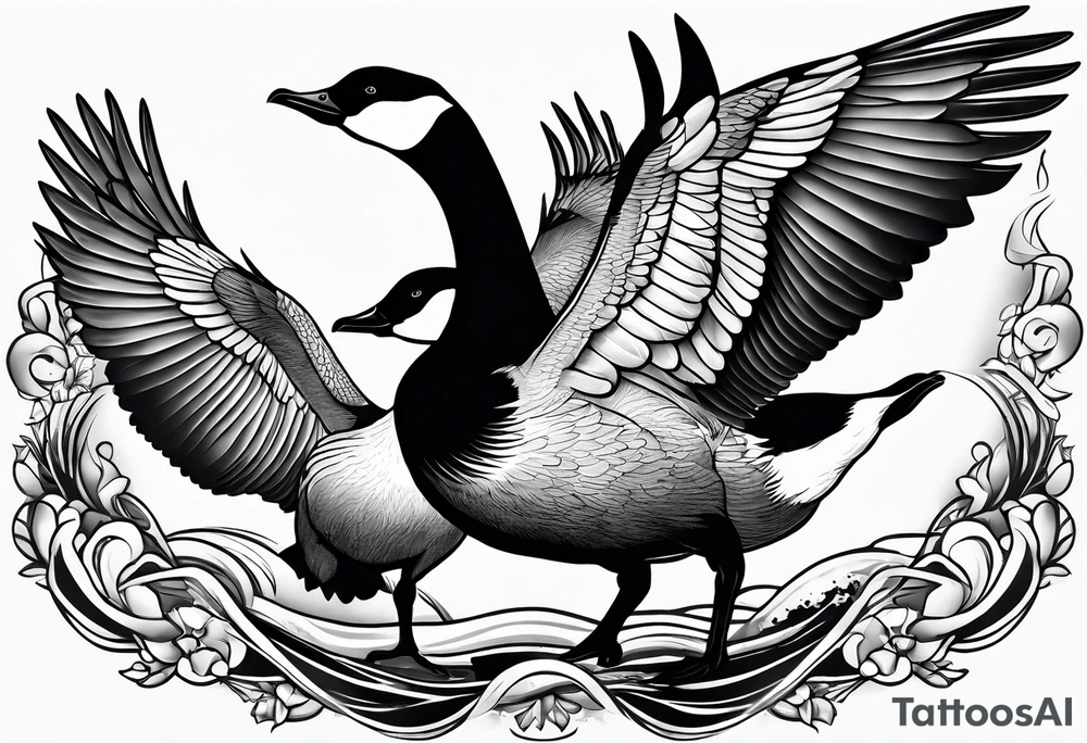 canadian goose fighting tattoo idea
