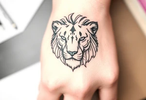 Feminine lion head tattoo idea