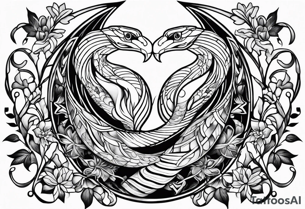 Snakes and doves tattoo idea