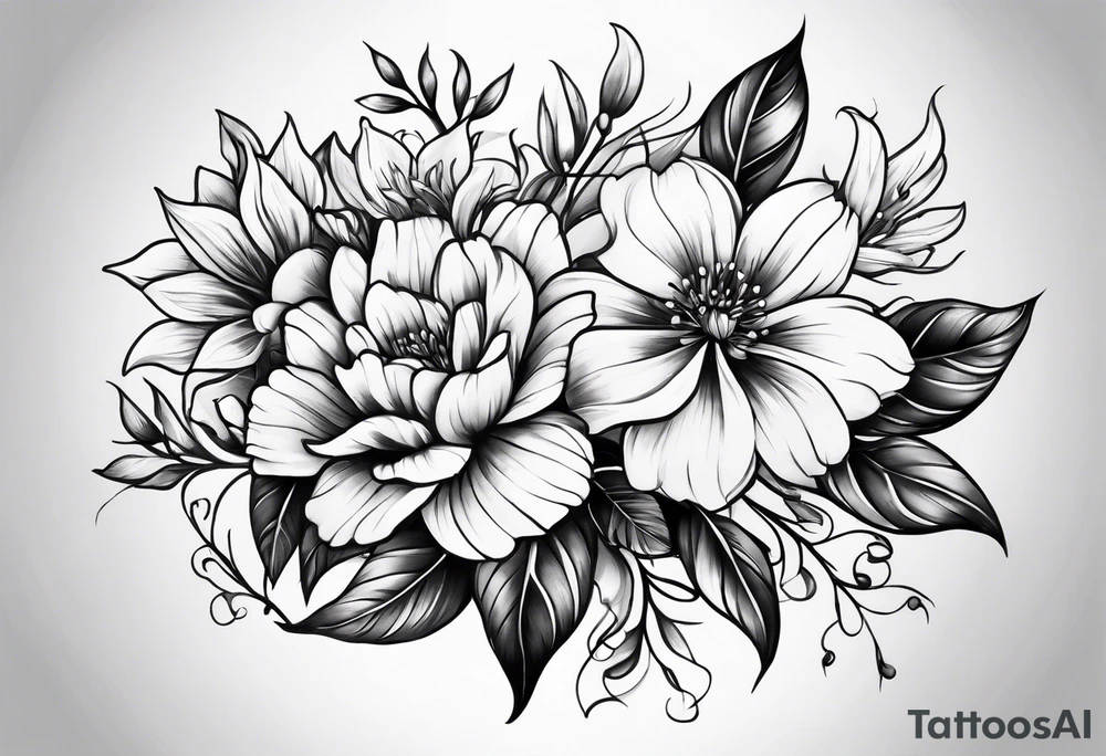 Bouquet de fleurs tattoo idea