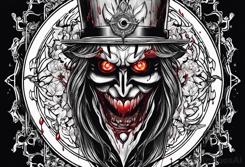 Bleeding tears flow from Alucard's eye in Hellsing tattoo tattoo idea