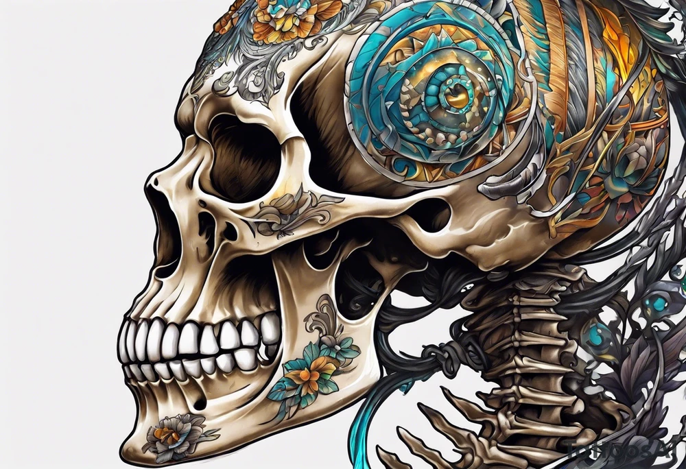 skeleton running from the world tattoo idea