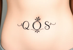 text reading "QOS" across a womb tattoo tattoo idea