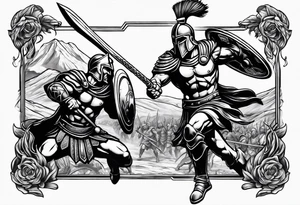 Spartan Warrior battle scene tattoo idea