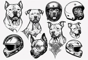 Pit bull with a motorcycle helmet tattoo idea
