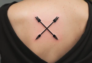 A pair of crossed arrows in black and ochre, symbolizing peace and alliance. tattoo idea