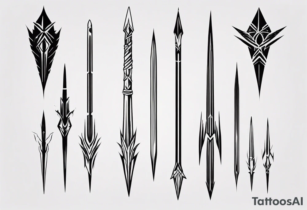 2 parallel spears pointing upwards tattoo idea