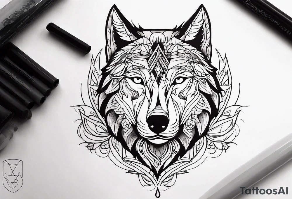Powerful wolf tattoo idea