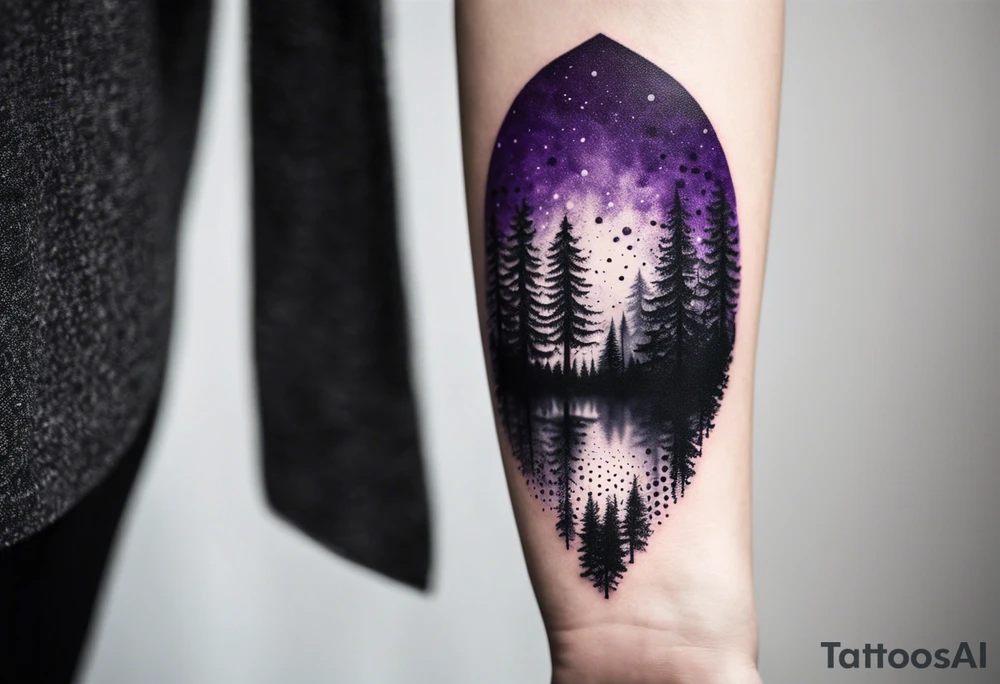 forest, abstract, on hand, no people, purple and black, full, no borders tattoo idea