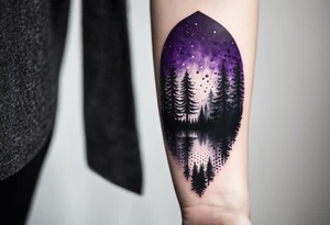 forest, abstract, on hand, no people, purple and black, full, no borders tattoo idea
