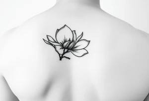 Magnolia branch black and white realistic minimalistic tattoo idea