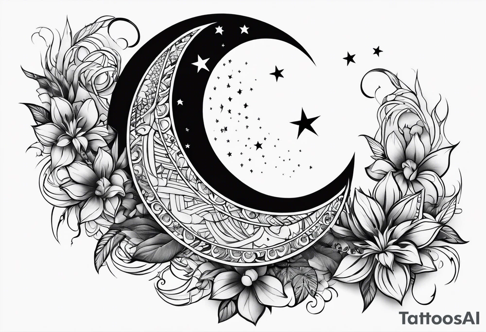 Crescent moon and freedom tattoo idea