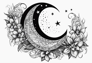 Crescent moon and freedom tattoo idea