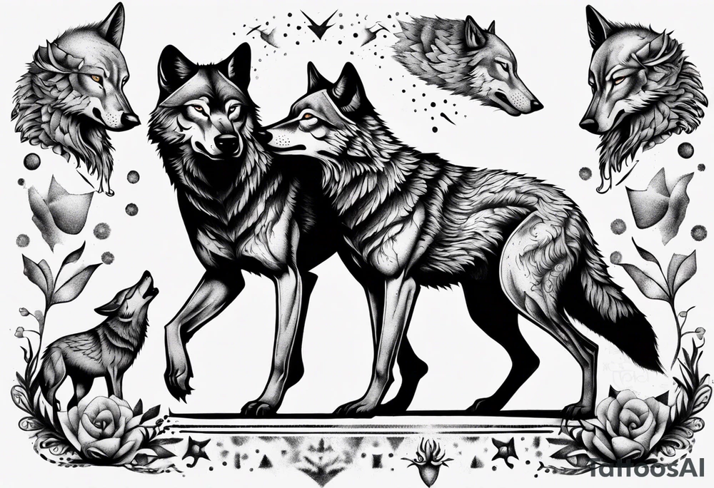 two wolves dancing tattoo idea