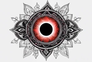 black solar eclipse with red light behind it tattoo idea