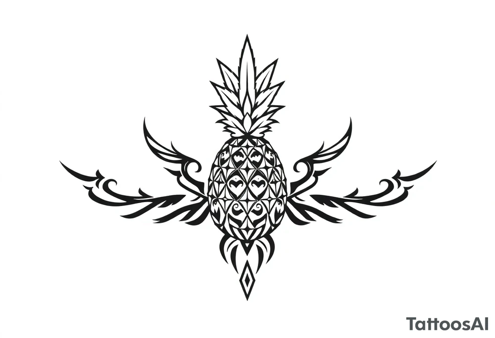 pineapple with diamonds  and magestic, crown, vagina, anus, pubic tattoo idea