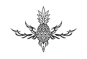 pineapple with diamonds  and magestic, crown, vagina, anus, pubic tattoo idea
