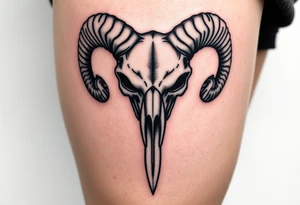 Ram skull with sword going down through the middle tattoo idea