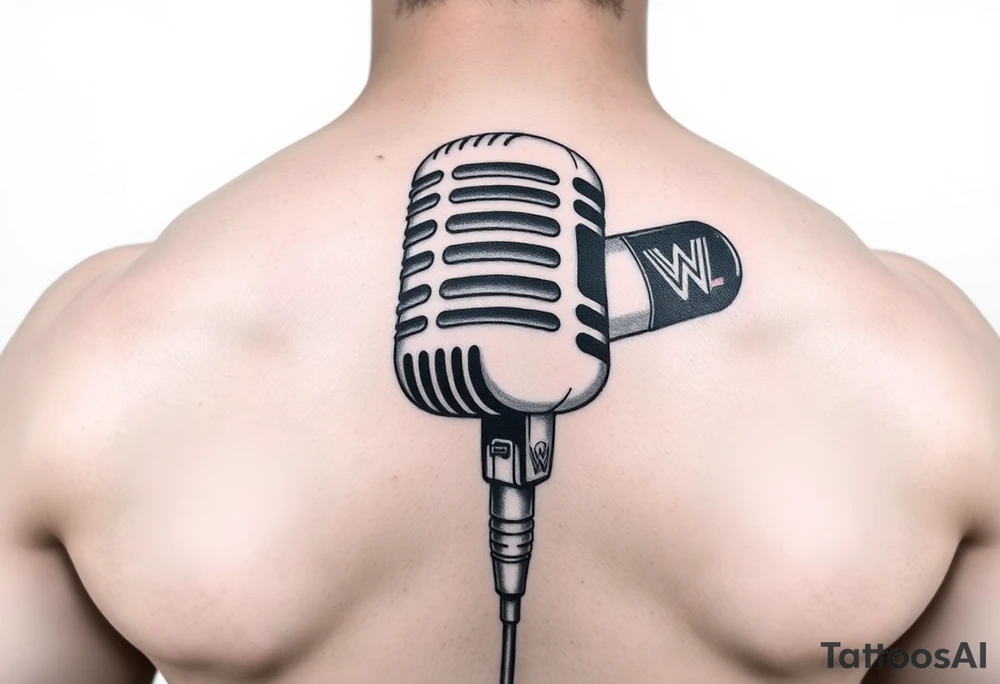 WWE style microphone tattoo idea
