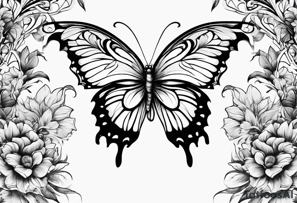 Butterfly with one Angel wing tattoo idea