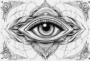Third eye abstract fine line sketch style with artistic fill tattoo idea