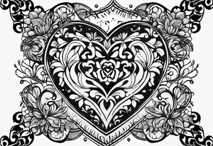 Make me a sketch of a heart that the heart creates makeup products like a blush brush tattoo idea