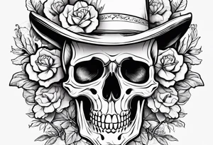 a male and female skeleton with bibiscus flowers. western style tattoo idea