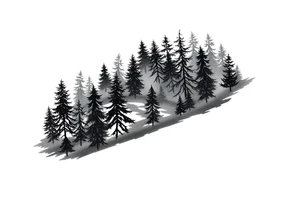 Coniferouse forest silhouette with black and gray trees around the forearm a tattoo tattoo idea