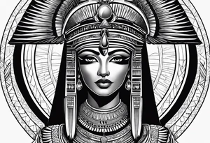 black and white Egyptian goddess Isis tattoo idea