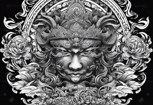 fourth dimensional entity, fighting ego manifestation and reaching enlightenment tattoo idea