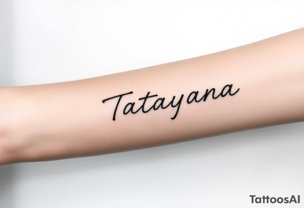tattoo on forearm, using the name “Tatayana” For a father that lost his daughter tattoo idea