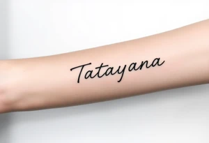 tattoo on forearm, using the name “Tatayana” For a father that lost his daughter tattoo idea