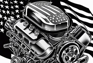 american flag engine pistons tattoo idea